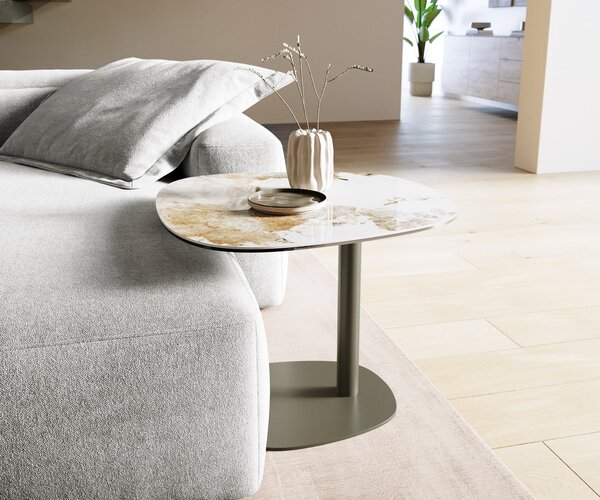 DELIFE Konferenčný stolík Edge Boot 60x60 cm keramika Minas Melange Eleny kov efektfinish titán
