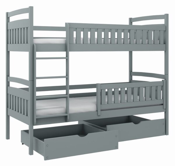 Detská poschodová posteľ z masívu borovice igorek so zásuvkami - 200x90 cm - BIELA