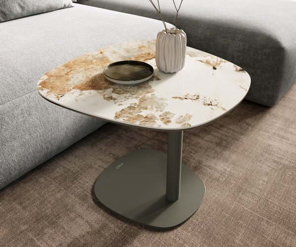 DELIFE Konferenčný stolík Edge Boot 60x60 cm keramika Minas Melange Eleny kov efektfinish titán