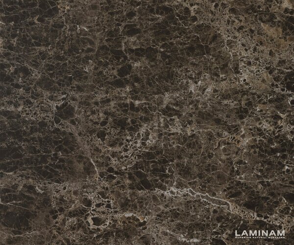 DELIFE Konferenčný stolík Edge zaoblený tvar 50x50 cm keramika Laminam® Emperador Extra Lucidato tmavohnedá Eleny kov titánová farba