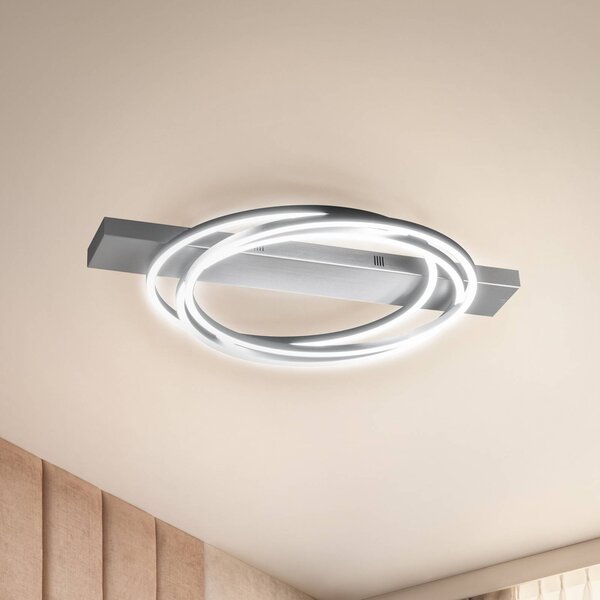 Stropné LED svetlo Kiku, dĺžka 76 cm, hliníková farba, kov, Hliník / sivá / zinok, Obývacia izba / jedáleň, kov, Moderný