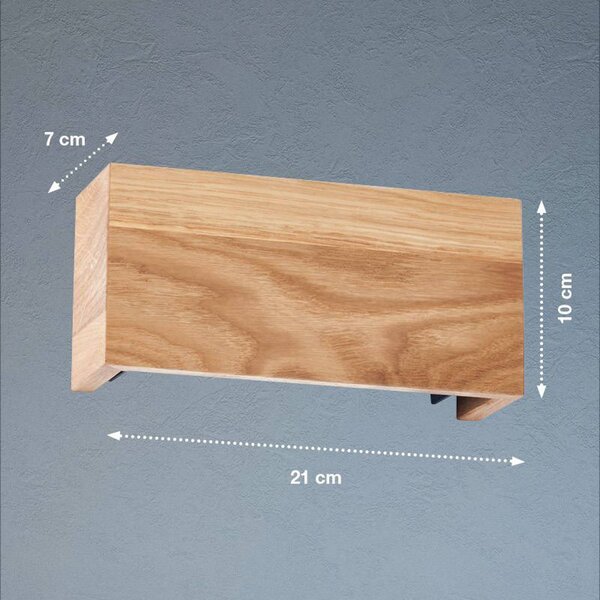 LED nástenné svetlo Shine-Wood, šírka 21 cm, dub/čierna, drevo, Svetlé drevo, Obývacia izba / jedáleň, Drevo