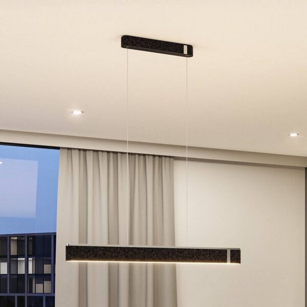 Paulmann Smart LED závesné svietidlo Jagun, antracitová, 100 cm, plsť, Hliník / sivá / zinok, Obývacia izba / jedáleň, Textil / látka / hodváb, Moderný, Závesné svietidlo