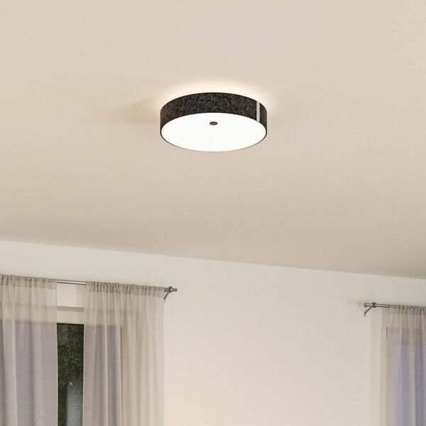 Paulmann Smart stropné LED svetlo Malika antracit Ø 40 cm plsť, Hliník / sivá / zinok, Obývacia izba / jedáleň, Textil / látka / hodváb, Moderný, Stropné svetlo polkruhové s priestorom