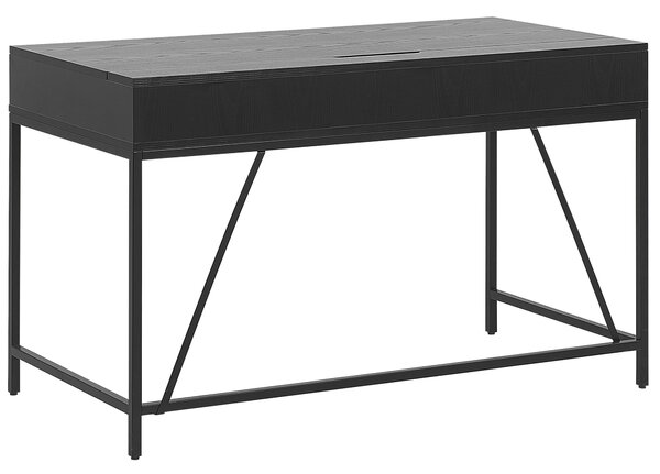 Písací stôl čierna svetlé drevo drevotrieska 120 x 60 cm obdĺžnikový tvar 2 zásuvky moderný industriálny štýl kancelária