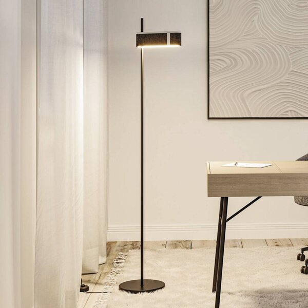 Paulmann Smart LED stojacia lampa Jagun, antracitová, 151 cm plsť, Hliník / sivá / zinok, Obývacia izba / jedáleň, Textil / látka / hodváb, Moderný, Stojaca lampa