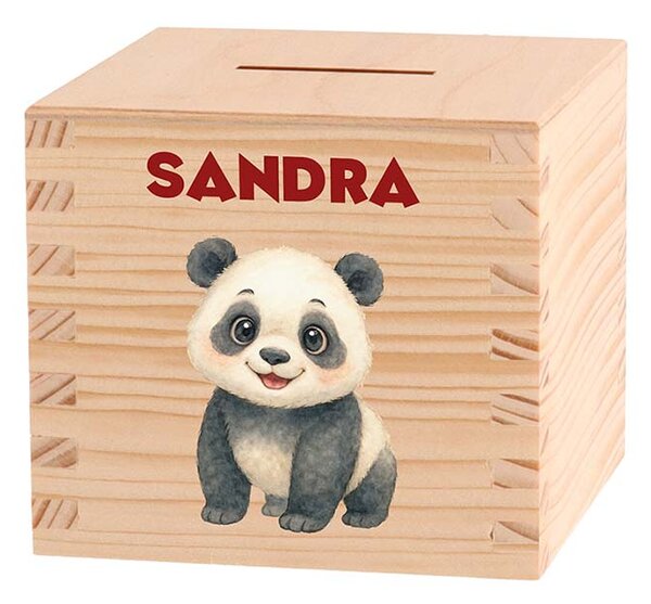 ČistéDrevo Detská drevená pokladnička - Divoká Ázia Zvoľte zvieratko: Panda
