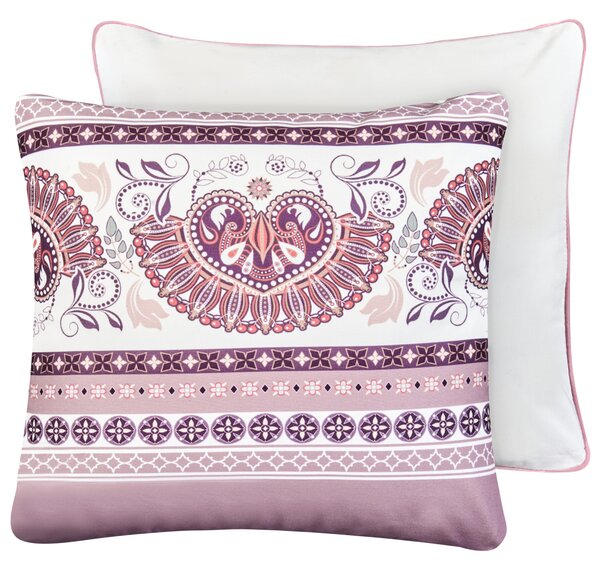 Sada 2 vonkajších dekoratívnych vankúšov fialová polyester 45 x 45 cm so vzorom záhradné doplnky