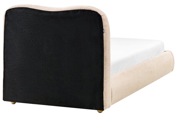 Posteľ s úložným priestorom svetlobéžová buklé čalúnenie 90 x 200 cm minimalistický moderný dizajn spálňa