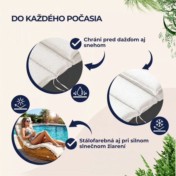Podložka na saunové ležadlo BALI, 58x7x177cm, béžová Detex