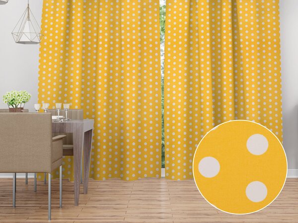 Biante Bavlnený záves Sandra SA-598 Biele bodky na žltom 150x140 cm