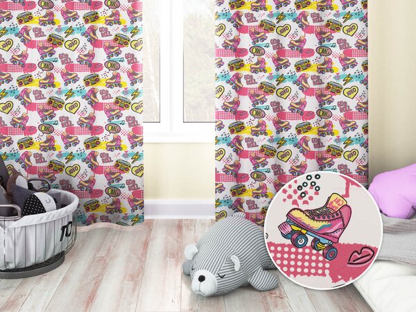 Biante Detský bavlnený záves Sandra SA-604 Ružový retro štýl 150x140 cm