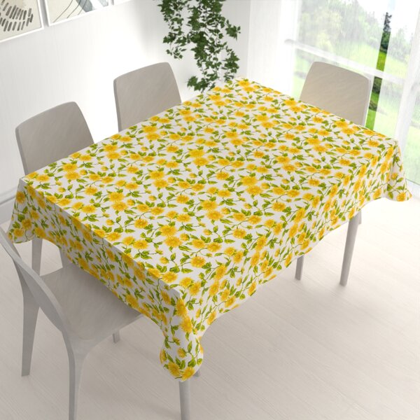 Biante Bavlnený obdĺžnikový obrus Sandra SA-602 Slnečnice na bielom 50x100 cm
