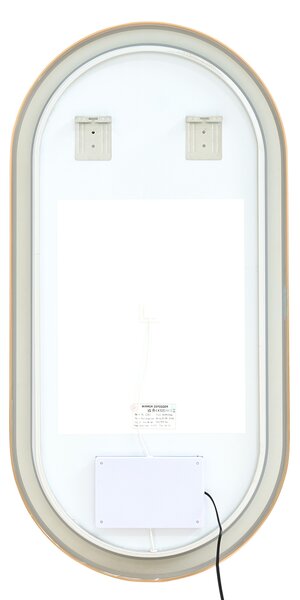 Nástenné závesné kúpeľňové oválne LED zrkadlo zlaté 60 x 120 cm s osvetlením moderná kúpeľňa