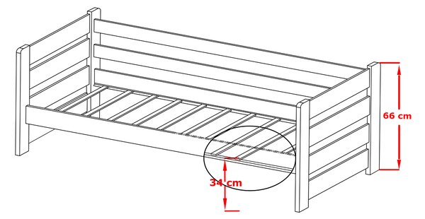 MAXMAX Detská posteľ z masívu borovice EGO so zásuvkami - 200x90 cm - prírodná