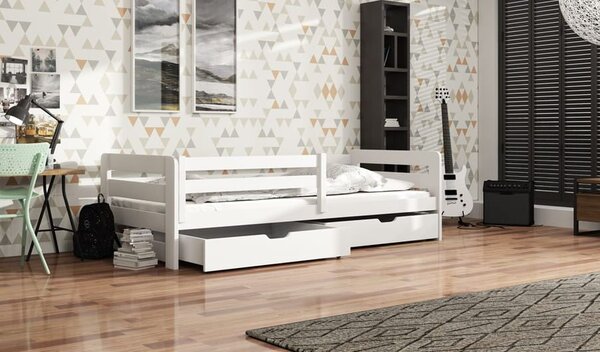 MAXMAX Detská posteľ z masívu borovice EGO so zásuvkami - 200x90 cm - prírodná