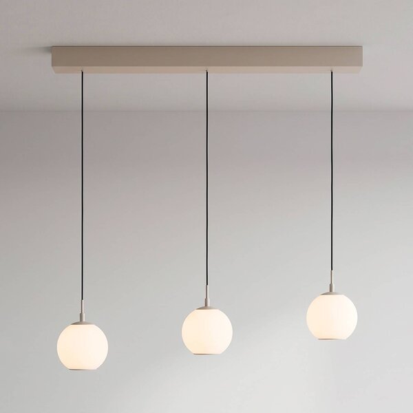 Paul Neuhaus LED závesné svietidlo Sandora, piesková farba, dĺžka 90 cm, sklo, 3-pl., Krémová / jantárovo žltá, Obývacia izba / jedáleň, kov, Moderný, Závesné svietidlo