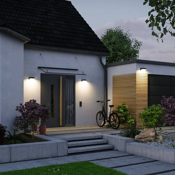 Paulmann Nástenné svetlo LED Isleen, 230 V + Solar, čierna, 16 cm, Čierna, Plast, Moderný, Nástenné svietidlo