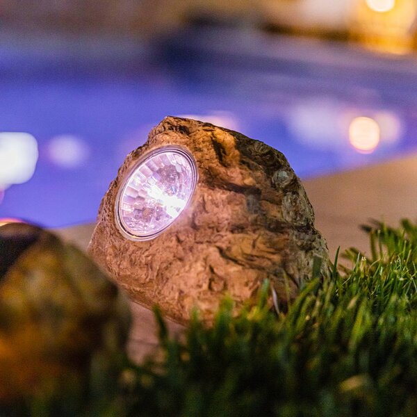 Lumisky Solárna dekoratívna LED lampa Rocky Brown, hnedá, sada 3 ks, plast, Hnedá / hrdzavá, Plast