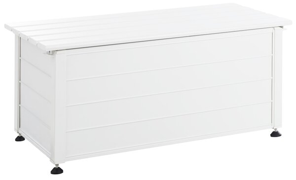 Záhradný úložný box s vekom biely hliníkový 113 x 50 cm 190 L vonkajší úložný nábytok
