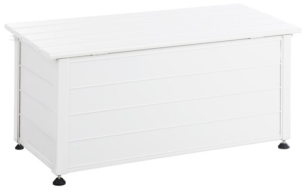 Záhradný úložný box s vekom biely hliníkový 113 x 50 cm 190 L vonkajší úložný nábytok