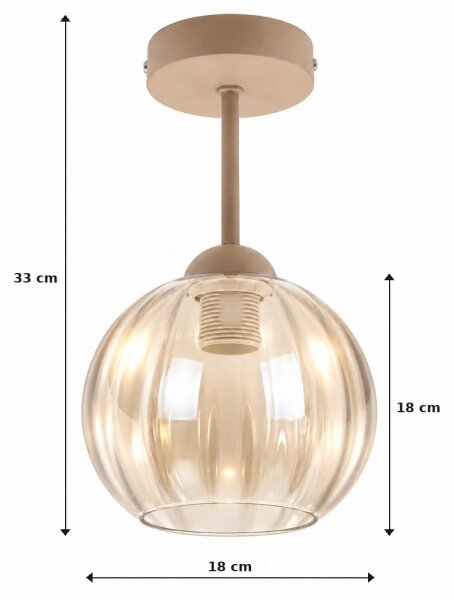 BRILAGI - LED Prisadený luster R GLASS 1xE27/60W/230V pr. 18cm béžová/dymovo béžová