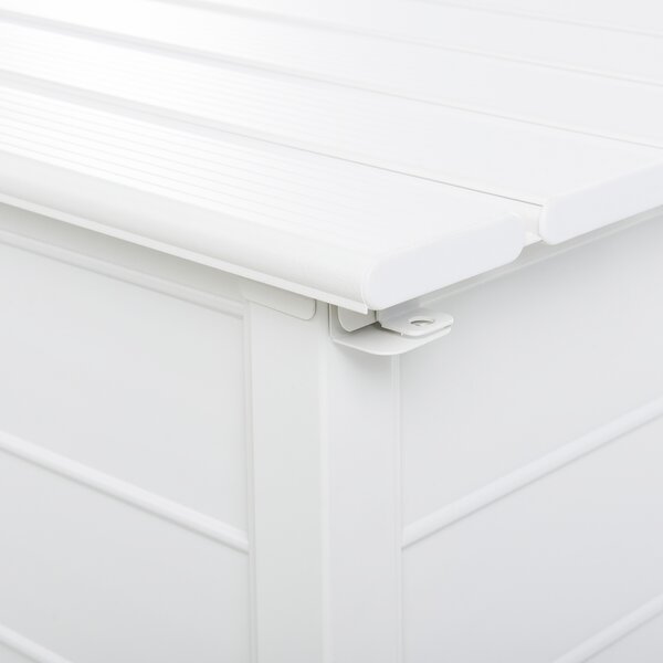 Záhradný úložný box s vekom biely hliníkový 113 x 50 cm 190 L vonkajší úložný nábytok