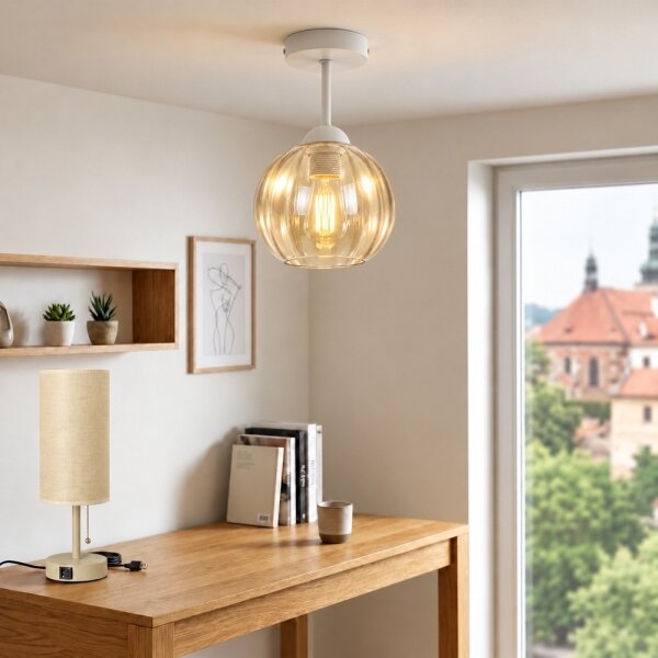 BRILAGI - LED Prisadený luster R GLASS 1xE27/60W/230V pr. 18 cm biela/dymová béžová