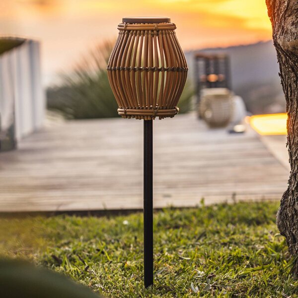 Lumisky Solárna LED lampa na kolík Silvina, hnedá/čierna, výška 70 cm, Hnedá / hrdzavá, kov