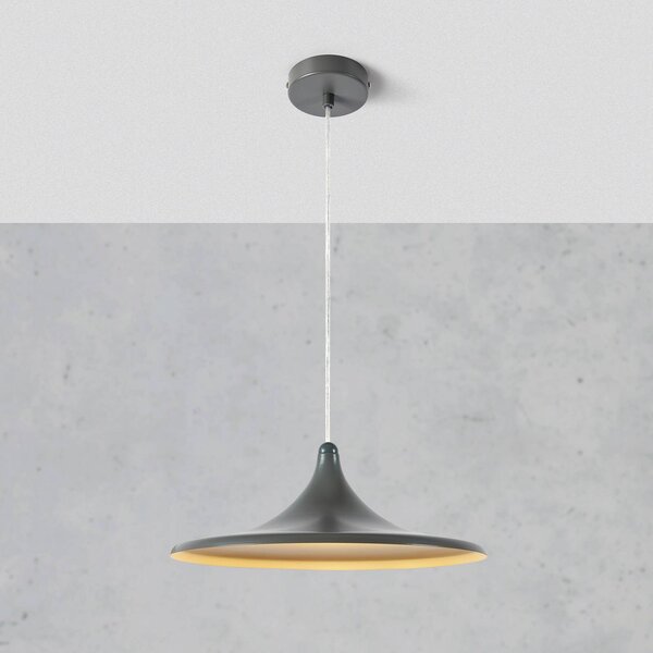 Markslöjd LED závesné svietidlo BEAM s žiarovkou, šedé, hliník, Ø 37 cm, Krémová / jantárovo žltá, Obývacia izba / jedáleň, Hliník, Moderný, Závesné svietidlo