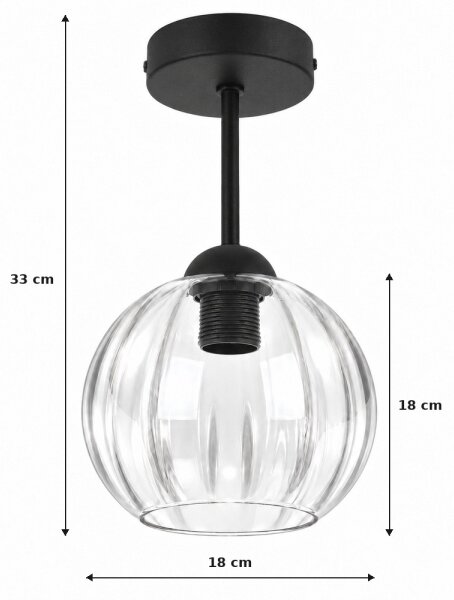 BRILAGI - LED Prisadený luster RETRO GLASS 1xE27/60W/230V pr. 18 cm čierna/číra