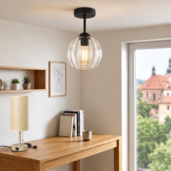 BRILAGI - LED Prisadený luster RETRO GLASS 1xE27/60W/230V pr. 18 cm čierna/číra