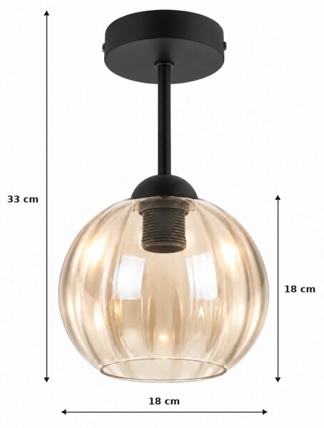 BRILAGI - LED Prisadený luster R GLASS 1xE27/60W/230V pr. 18cm čierna/dymovo-béžová