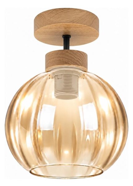BRILAGI - LED Prisadený luster R GLASS 1xE27/60W/230V priemer 18 cm dub/dymová béžová