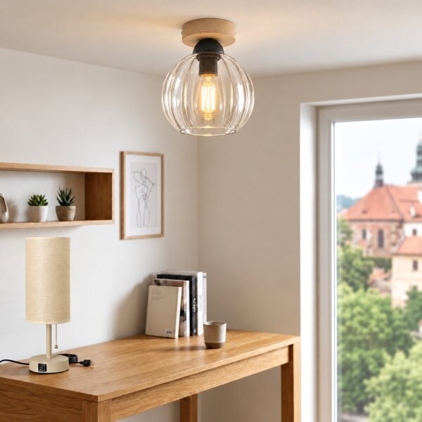 BRILAGI - LED Stropné svietidlo RETRO GLASS 1xE27/60W/230V pr. 18 cm dub/číre
