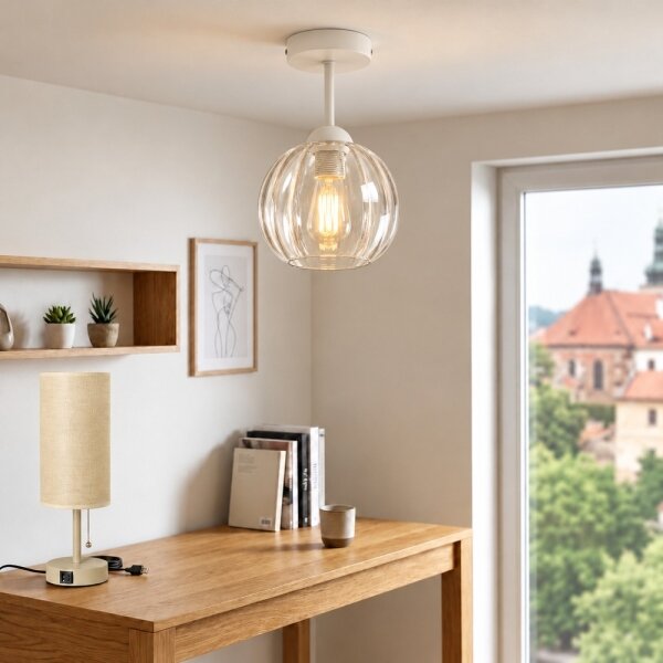 BRILAGI - LED Prisadený luster RETRO GLASS 1xE27/60W/230V priemer 18 cm biela/číra