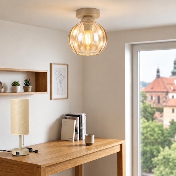 BRILAGI -LED Stropné svietidlo R GLASS 1xE27/60W/230V priemer 18 cm béžová/dymová béžová