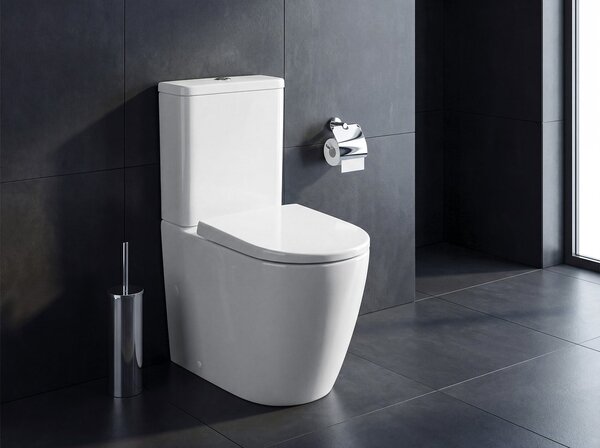 Sapho Sapho, TURKU kombi WC, Vortex Rimless, spodný/zadný odpad, biela, PC104V