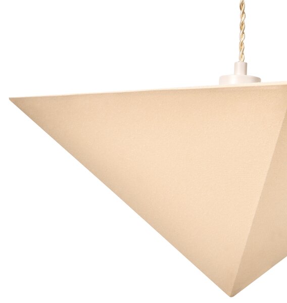 Závesná lampa béžové látkové tienidlo moderný štýl osvetlenie do obývačky a spálne