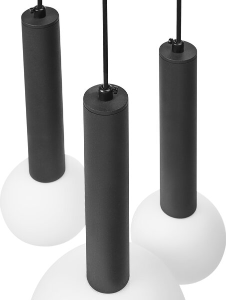 Závesná lampa čierna kov železo sklo visiace moderné svietidlo obývacia izba jedáleň spálňa