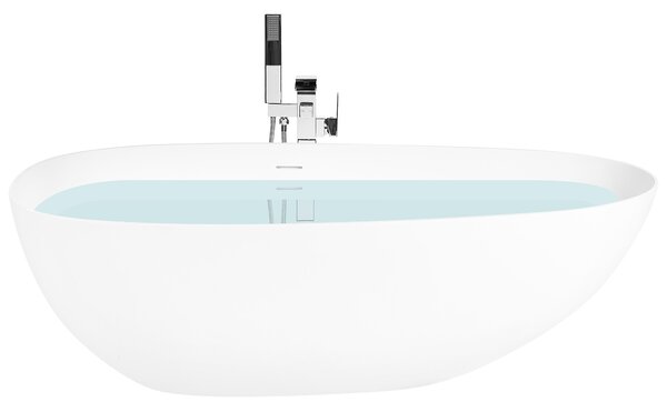 Voľne stojaca vaňa biela solid surface 170 cm s tenkým okrajom moderná kúpeľňa