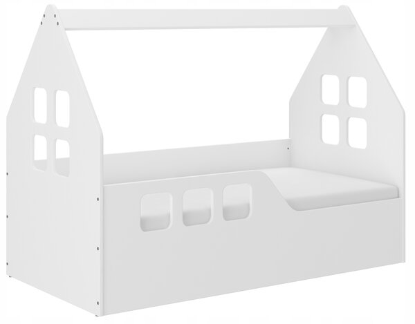 MAXMAX Detská domčeková posteľ KIDHOUSE - biela - ľavá - 160x80 cm