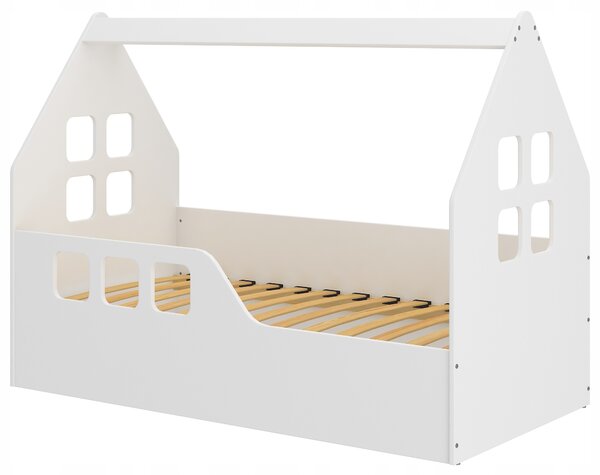 MAXMAX Detská domčeková posteľ KIDHOUSE - biela - ľavá - 160x80 cm