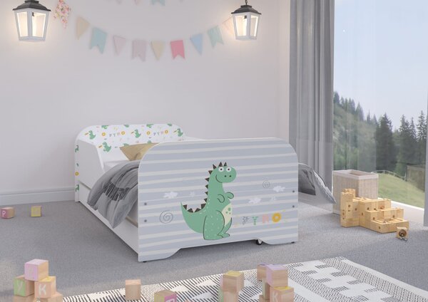 MAXMAX Detská posteľ KIM - DINO 140x70 cm + MATRAC