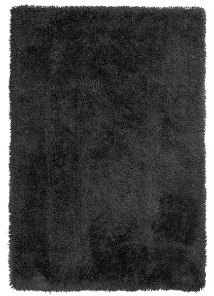 Shaggy koberec s vysokým vlasom čierny polyesterový 160 x 230 cm obdĺžnikový jednofarebný
