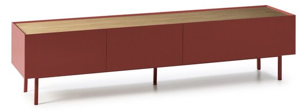 Červený TV stolík v dekore duba 180x45 cm Arista – Teulat
