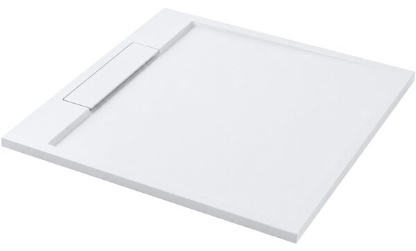 CERANO - Sprchová vanička štvorcová Loro - liaty mramor - biela matná - 90x90x3, 5 cm