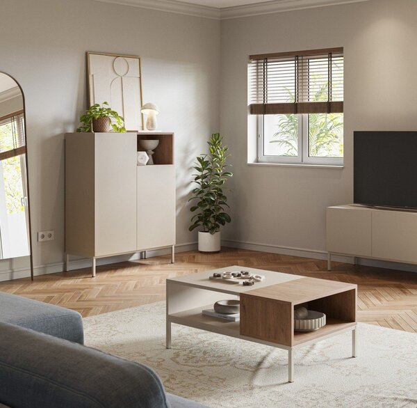 Krémový konferenčný stolík 56x90 cm Cailin – Marckeric