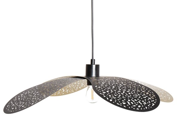 Závesná lampa čierna železo kovové tienidlo moderný glamour štýl obývacia izba jedáleň