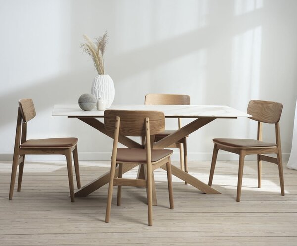 Koňakovohnedá/v prírodnej farbe jedálenská stolička z imitácie kože Livo – Unique Furniture